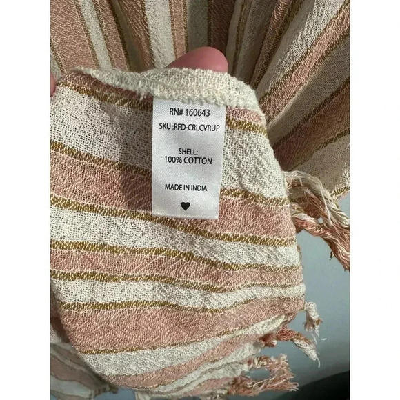 Rays for Days Cocoacabana Rust Cream Striped Kimono One Size Fits Most - Picture 5 of 6